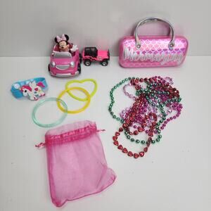 Small Lot of Little Girls Dress-Up Necklaces Bracelets Pink Jeep & Minnie Mouse